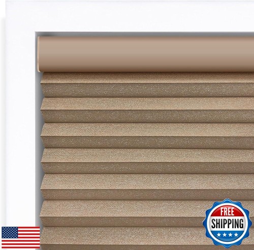 DEZ FURNISHINGS Cordless 1.5" Blackout Cellular Shade, Latte, 37" W x 60" H - Picture 5 of 5