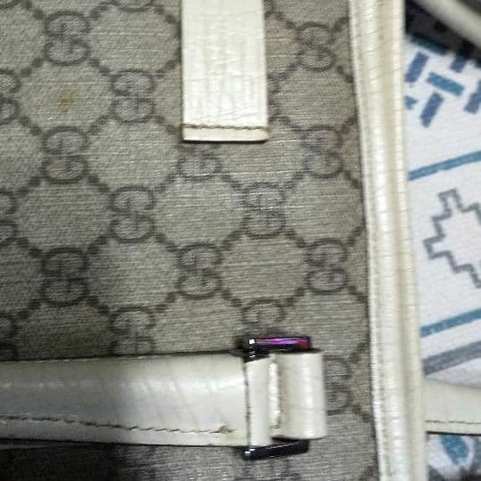 Gucci Gray Canvas Leather Tote Bag with Interior Pocket Authentic thumbnail 7