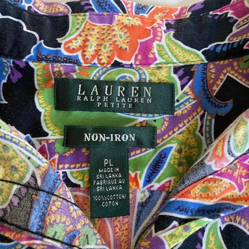 Camicia Lauren Ralph Lauren Petite Paisley con bottoni davanti PL nera multicolore - Foto 3 di 6