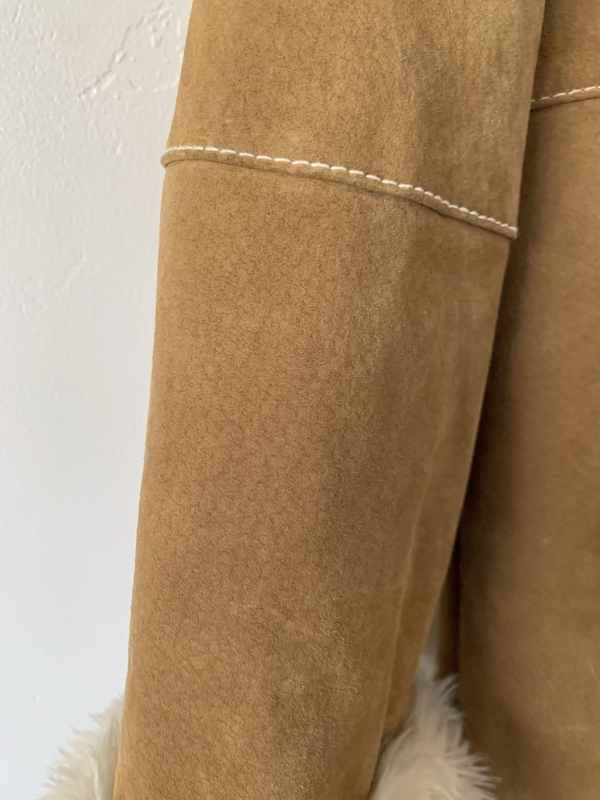Penny Lane Wilsons Leather Coat Womens  Large Tan Suede Faux Fur Jacket VTG Y2K image 10