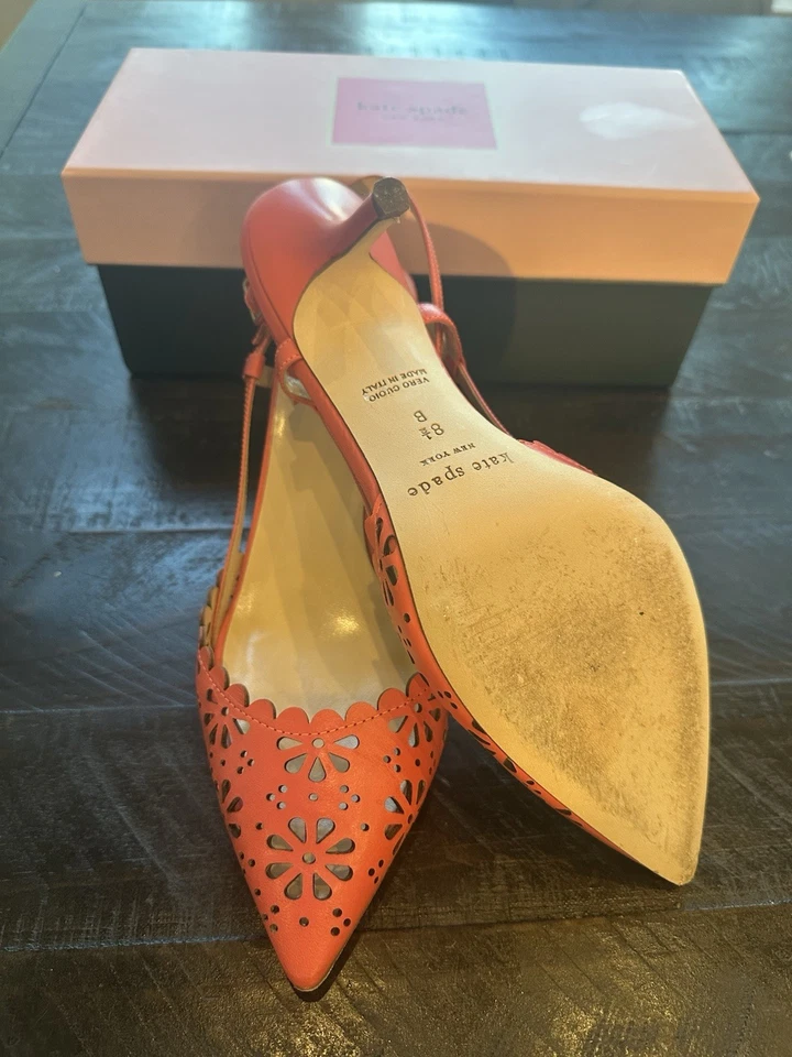 Kate Spade New York 珊瑚激光切割皮革露跟高跟鞋 - 8.5 码 — 第 2/3 张图片