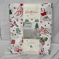 NEW Cath Kidston Twin Ditsy Deer Pink Christmas 3pc Cotton Sheet Set