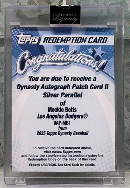Mookie Betts 2025 Topps Dynasty GU Patch Auto #/5 Silver - Los Angeles Dodgers
