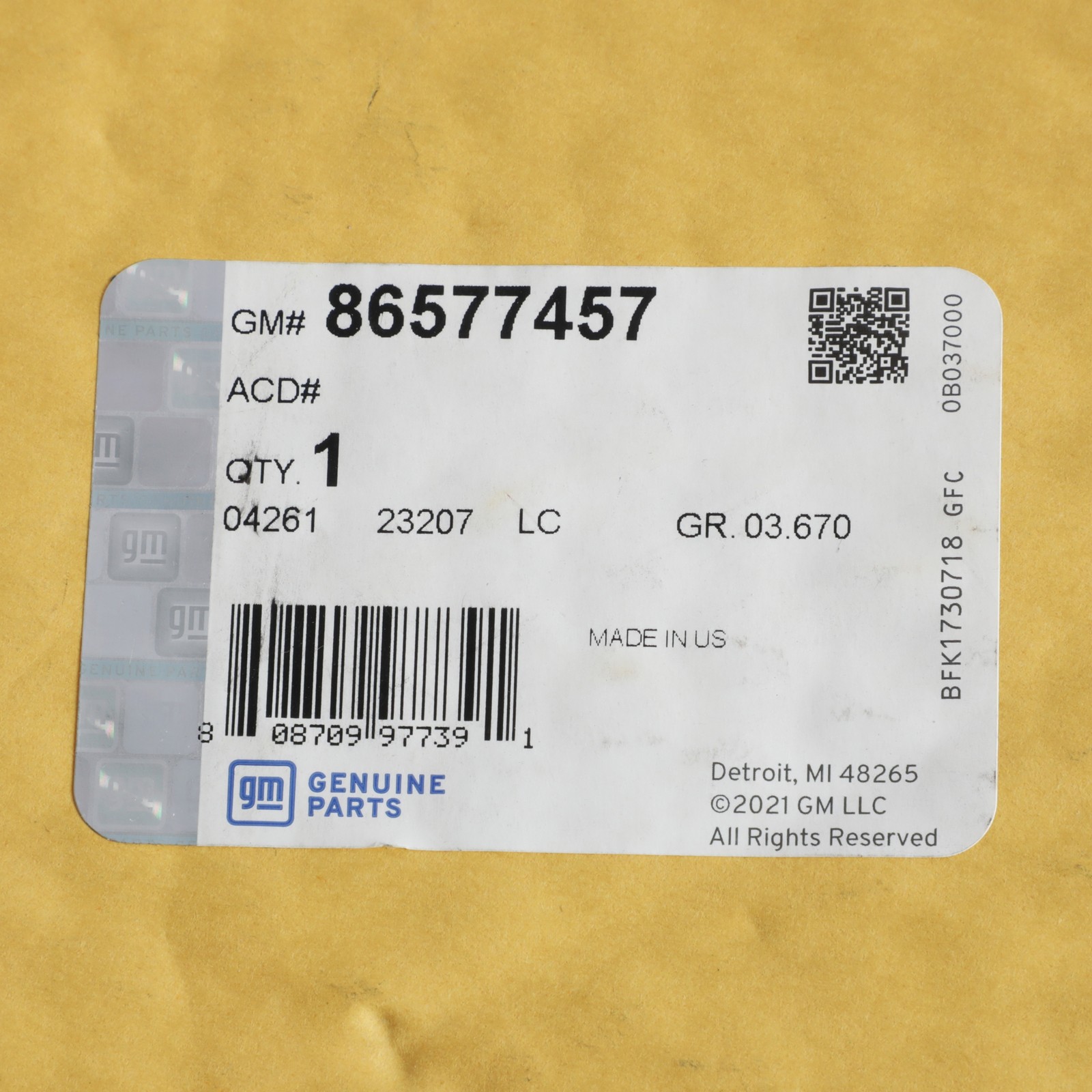 Calibración de motor de alto rendimiento para GM (P/N 86577457)