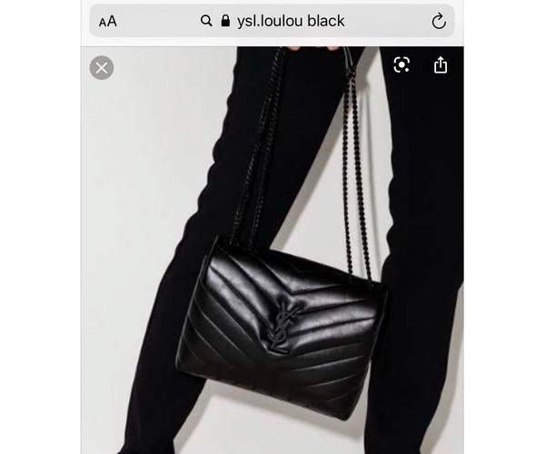 YSL Saint Laurent LOULOU SMALL BLACK ON BLACK Quilted Hand Bag MATELASSE LEATHER