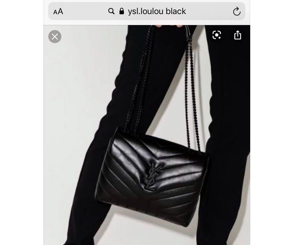 YSL Saint Laurent LOULOU SMALL BLACK ON BLACK Quilted Hand Bag MATELASSE LEATHER
