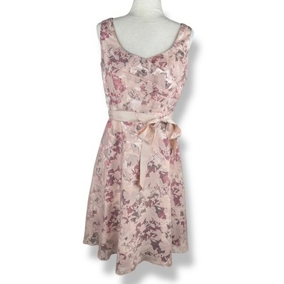 S L Fashions Floral Burnout Chiffon Dress Womens Size 6 Garden Party Coquette
