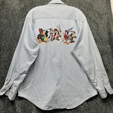 Warner Bros. Studio Store Mens Size M Looney Tunes Embroidered Button Up Shirt