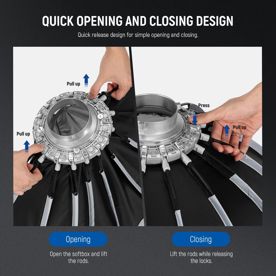 NEEWER NS90PD 35.4" Parabolic Softbox (Bowens Mount) w/Diffusers/Grid/Bag - Image 3 of 4