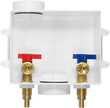 Washing Machine Outlet Box, 1/2-Inch Pex Crimp Inlet with Center Drain, White, W