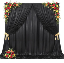 40X10Ft Black Glitter Sequin Photo Backdrop Curtain for Parties