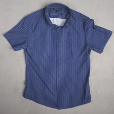 Mizzen + Main Leeward Mens Blue Arrow Stripe Short Sleeve Button Down Shirt