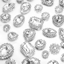 50 PCS Sew on Rhinestones, Mixed Shapes Crystals Glass Sew on Gems for Crafts, M