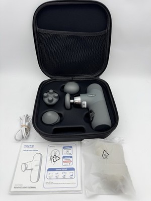 RENPHO Mini Thermal Massage Gun w/ Heat 4 Heads Travel Case USB - Complete