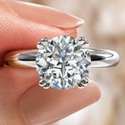 2 Ct Vvs1 Ice White Round Real Moissanite Engagement Ring Sterling Silver Size 7