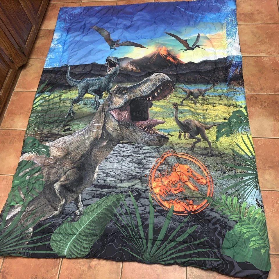 Jurassic Park Kids Dinosour Bed Comforter Size Twin Multicolor F14 - Image 2 of 4