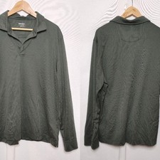 UNTUCKIT Damaschino Diamond Birdseye Long Sleeve Polo Shirt Dark Green XL