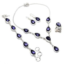 Ensemble de bijoux faits à la main en argent 925 avec pierre précieuse...