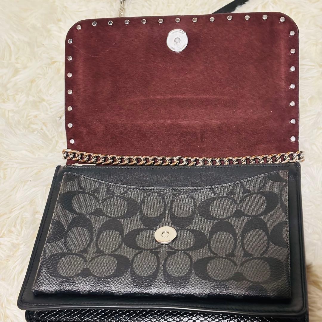 COACH Crossbody Bag Python Signature Leather Blac… - image 9