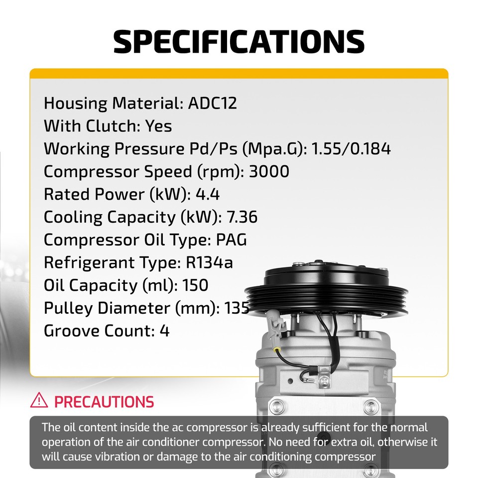 A/C AC Compressor Assembly with Clutch For Toyota Tacoma 3.4L 1995-2004 ...