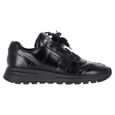 Prada Prax 01 Schnürschuhe Low-Top Sneakers in Kalbsleder Herren Schwarz UK