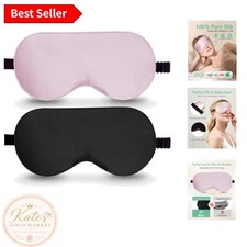 100 Real Mulberry Silk Eye Mask 2 Pack - Adjustable and Breathable Blackout