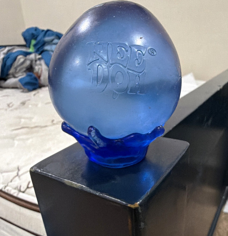 Nee Doe Blue Glass Vase Decorative Orb with Embossed “NED DOE” Design