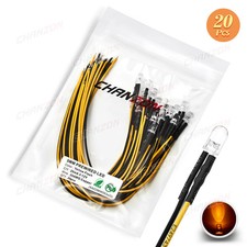 20pcs 5mm 12V Prewired LED Light Beads Blinking Flash DIY Pre Wired Lamp Bulb