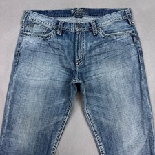 Silver Jeans Men 38x34 Blue Grayson Denim Pants Washed Out Faded Distressed