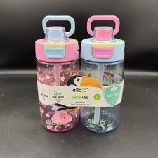 Ello Kid Cup Water Bottle Colby 14oz Tritan Multipack Strawberries Powder Blue