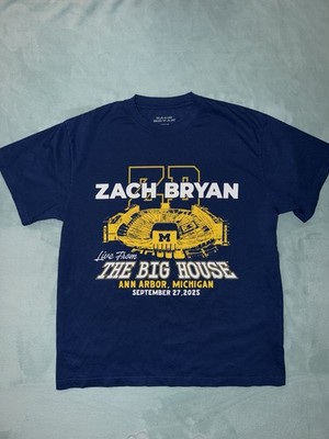 Zach Bryan / John Mayer Michigan Authentic 2025  Go Blue  Show Shirt - Medium