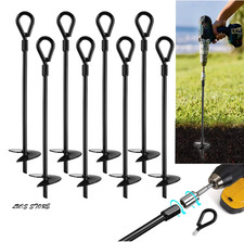 15" Heavy Duty Ground Anchors, 8pcs Drill-In Earth Anchors for Tents, Swings