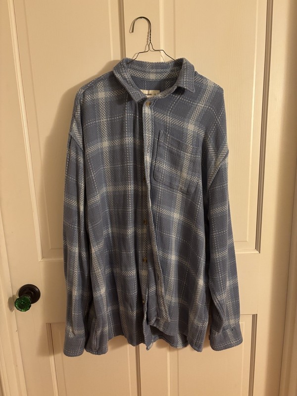 Abercrombie & Fitch Men’s  XL Flannel Collared Sweater Shirt Extra Large Blue  