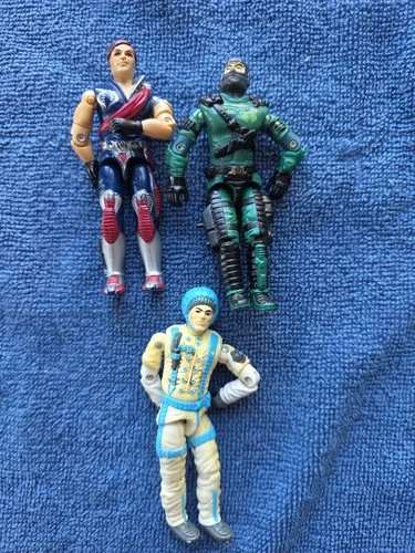 Vintage lot of 3 Hasbro GIJoe Action Figures Sub Zero Night Viper Xamot