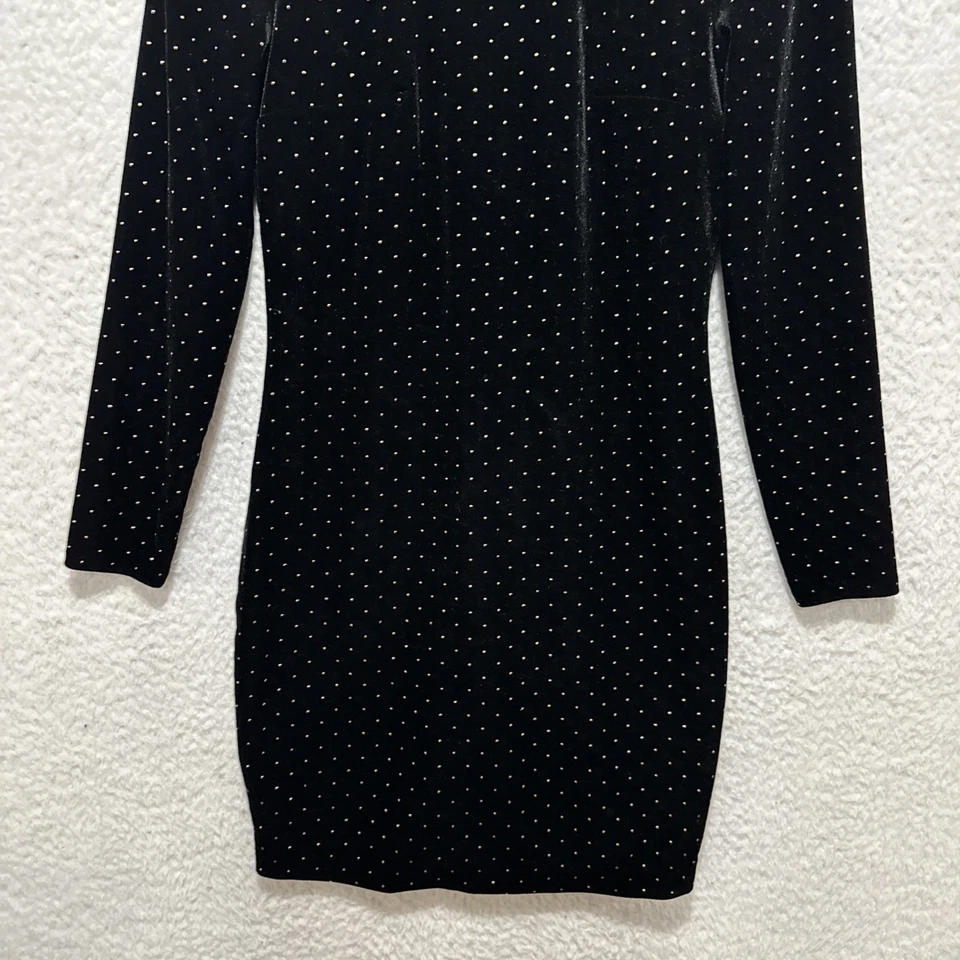 Express Women’s Black Velvet Backless Gold Studded Dress Size 4 - Image 4 of 4