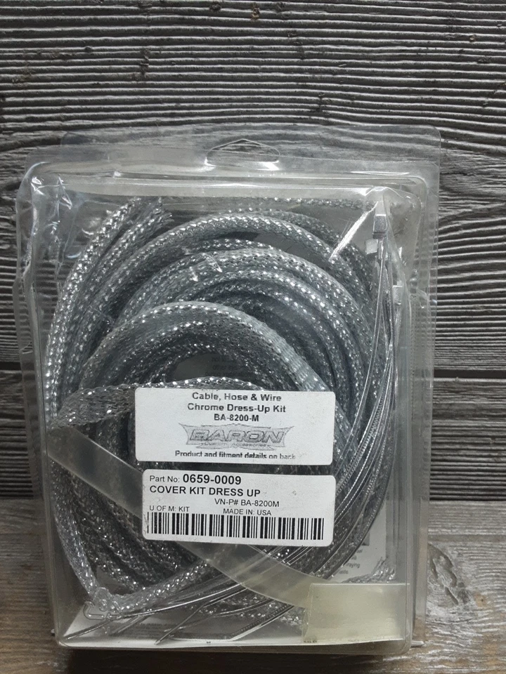 Baron Accesorios Personalizados Motocicleta Cable Manguera Cable Vestir Kit Cromo BA-8200M Foto 2 de 2