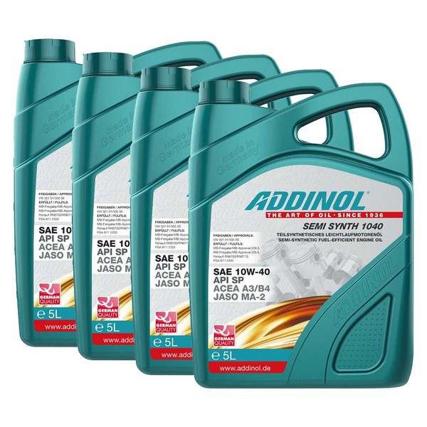 MotoröL Motor ÖL Addinol 10W-40 Semi Synth 1040 4 X 5 Liter FüR Mercedes Nissan-image