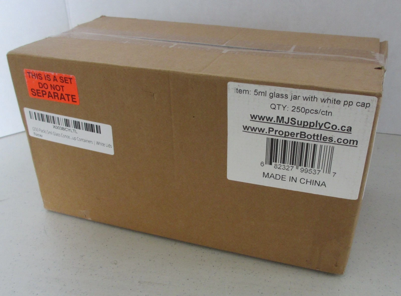5ml Glass Jars with White Plastic Screw Top Lids, New, Case of 250