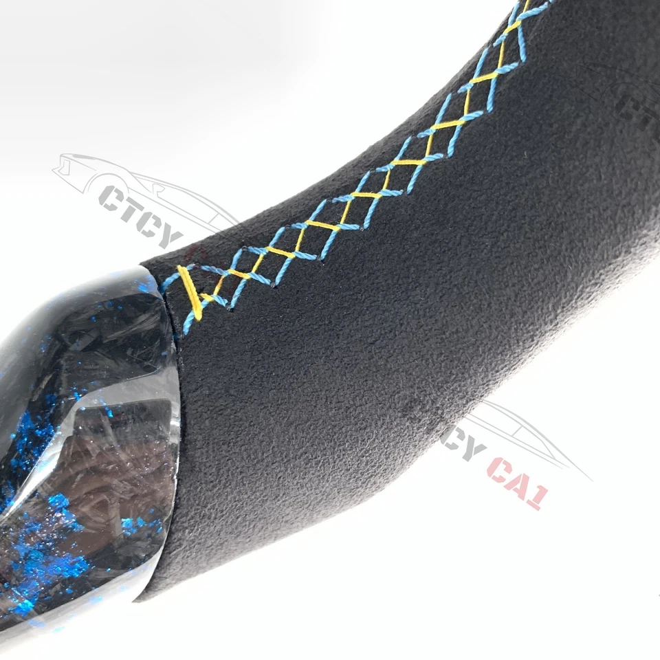 Volante de fibra de carbono personalizado para Volvo V60 S60 XC60 S80 2011-19 con moldura Foto 3 de 4