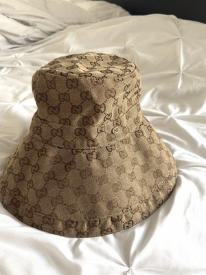 Gucci monogram canvas wide brim bucket hat Gucci Gg Canvas Wide Brim Hat - Blue/Ivory | Editorialist main image 4