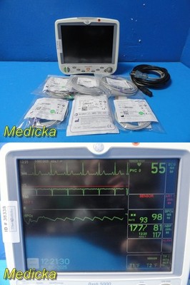 GE Dash 5000 Patient Monitor (SpO2,ECG,NIBP,2×IBP,Temp) W/ Accessories ~ 38338