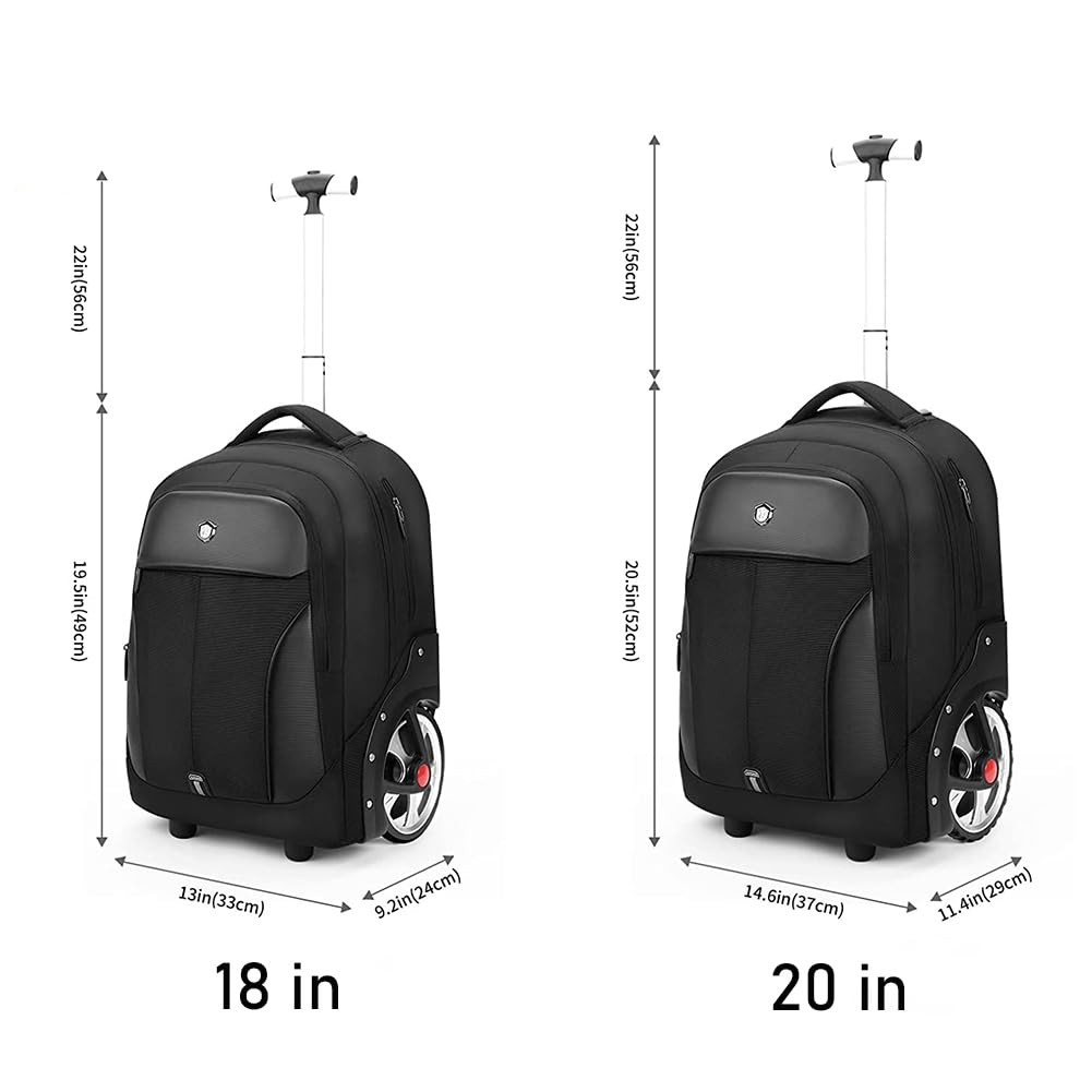 Rolling Backpack with Wheels, Waterproof Backpack… - image 2