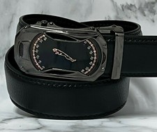 Fashion Automatic Designer Buckle Men's Blue Ratchet Genuine Leather Belt Buckle