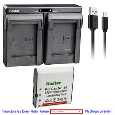Kastar Battery Dual USB Charger for Casio NP-40 CNP40 Casio PRO EX-Z850 Camera