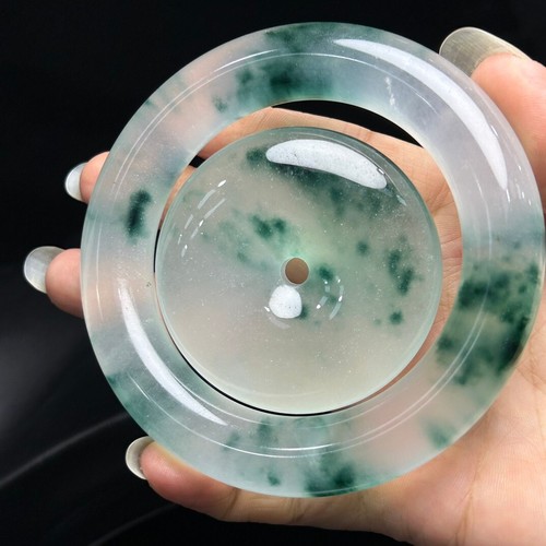 Seltene zertifizierte natürliche eisgrüne Myanmar Jade Jadeit Armbänder Anhänger Sets - Bild 4 von 13
