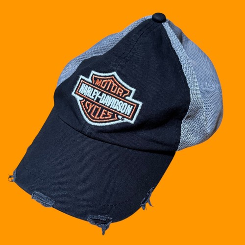 Harley-Davidson Motorcycles Adjustable Snapback Black Mesh Trucker Hat Cap