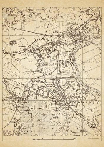 Twickenham Teddington Hampton Map 1888 Gtr London #33 | eBay