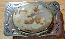 Nickel Silver Belt Buckle with Polished Stone
