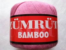 FEZA ZUMRUT 100% Bamboo Pink Soft Ribbon Tape Yarn 50gr 38yds