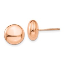 14k Rose Polished 10.5mm Button Stud Earrings Perfect Gift for Her